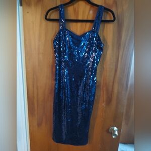 Elegant Blue Sequin Dress